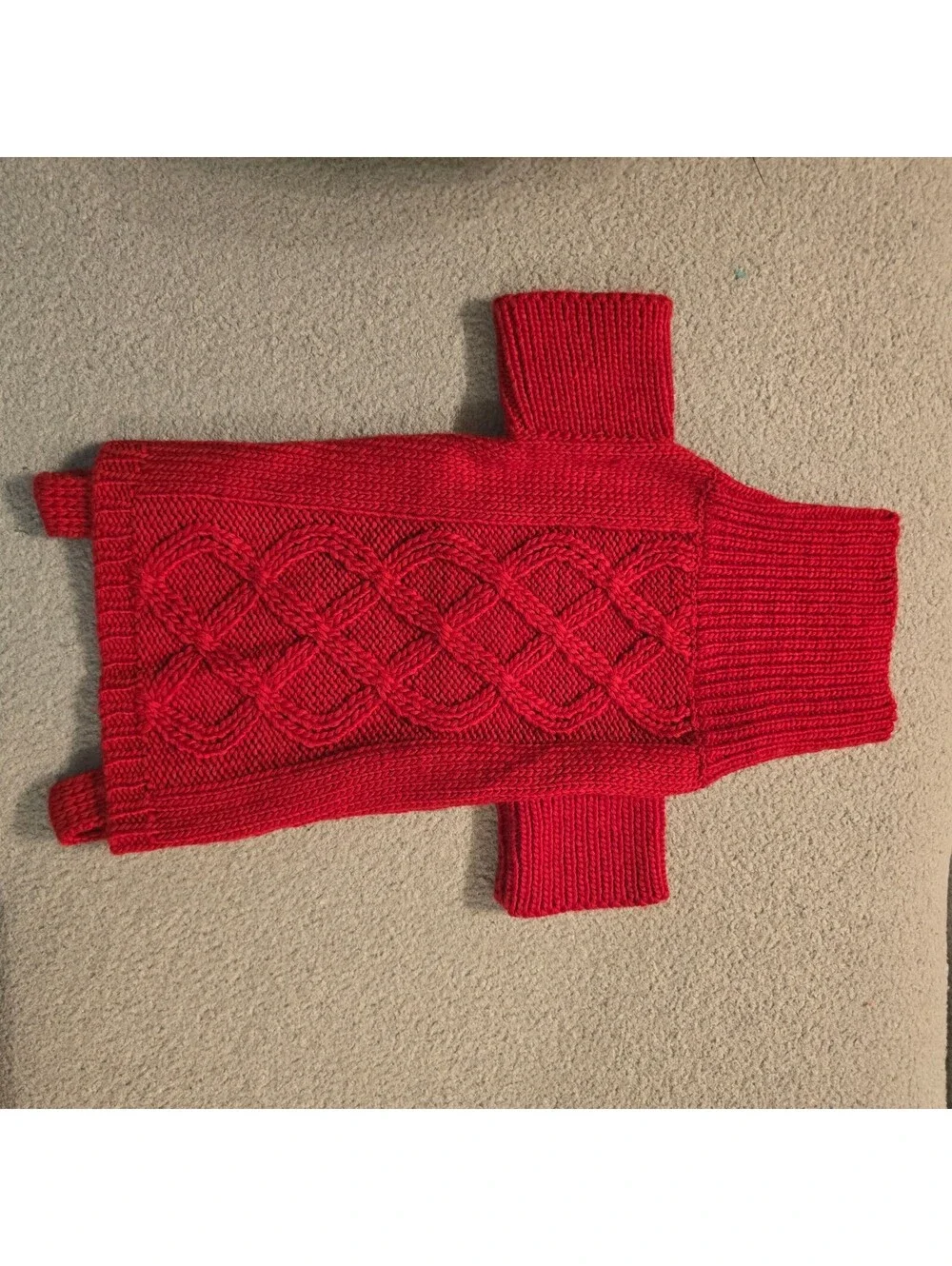Woof Wear NYC Red Knitted Dog Sweater with Cable Knit Pattern